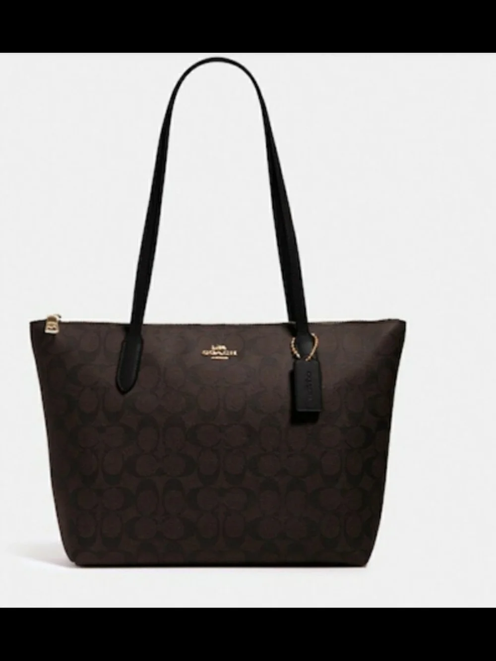 Coach Signature Brown Tote Bag with Black Straps - Picture 1 of 14